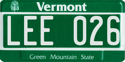 VT license plate LEE026