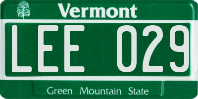 VT license plate LEE029