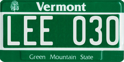 VT license plate LEE030