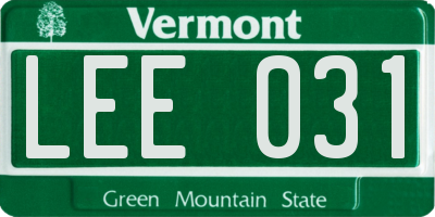 VT license plate LEE031