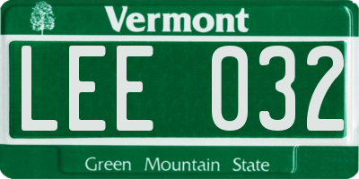 VT license plate LEE032