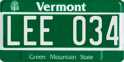 VT license plate LEE034