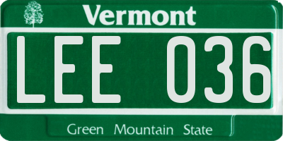 VT license plate LEE036