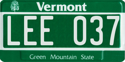VT license plate LEE037