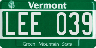 VT license plate LEE039