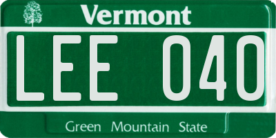 VT license plate LEE040