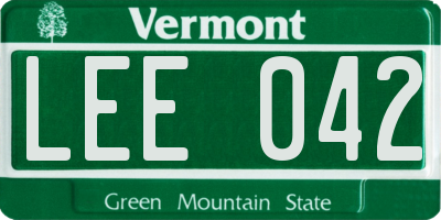 VT license plate LEE042
