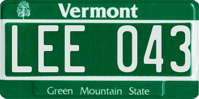 VT license plate LEE043