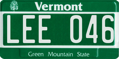 VT license plate LEE046