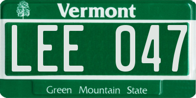 VT license plate LEE047
