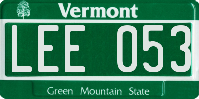 VT license plate LEE053