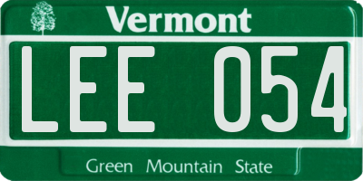 VT license plate LEE054