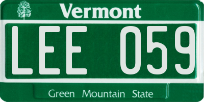 VT license plate LEE059
