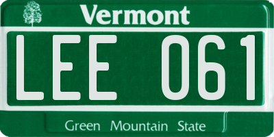 VT license plate LEE061