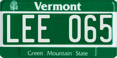 VT license plate LEE065