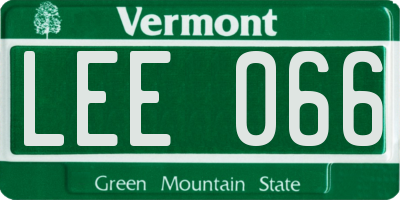 VT license plate LEE066
