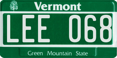 VT license plate LEE068