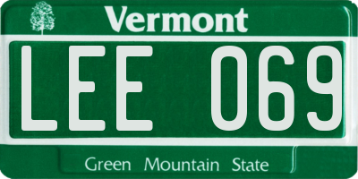 VT license plate LEE069