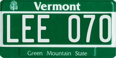 VT license plate LEE070