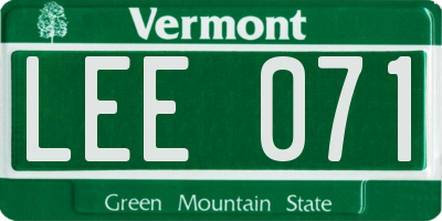 VT license plate LEE071