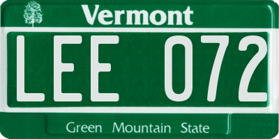 VT license plate LEE072