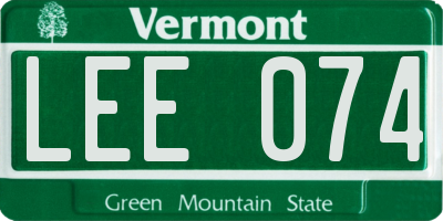 VT license plate LEE074