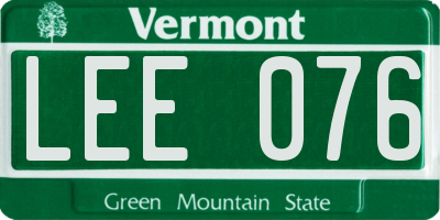 VT license plate LEE076