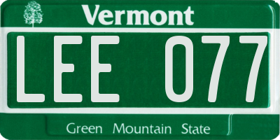 VT license plate LEE077