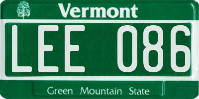 VT license plate LEE086