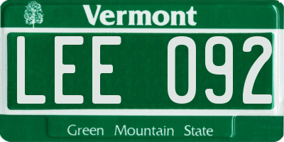 VT license plate LEE092