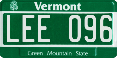 VT license plate LEE096