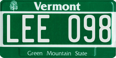 VT license plate LEE098