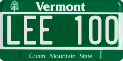 VT license plate LEE100