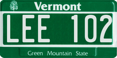 VT license plate LEE102