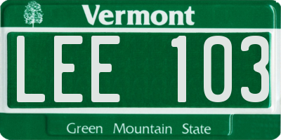 VT license plate LEE103