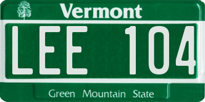 VT license plate LEE104