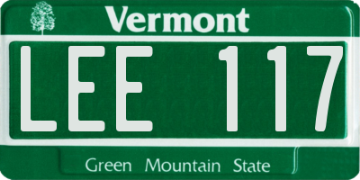 VT license plate LEE117