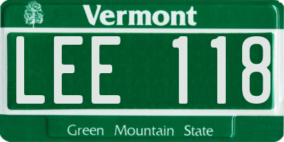 VT license plate LEE118