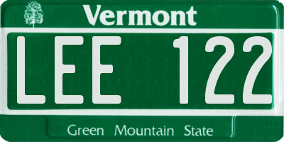 VT license plate LEE122