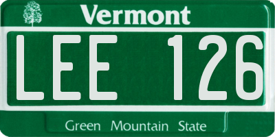 VT license plate LEE126