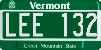 VT license plate LEE132