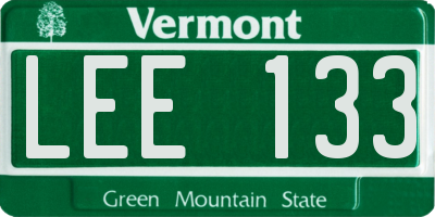 VT license plate LEE133