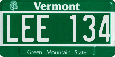 VT license plate LEE134