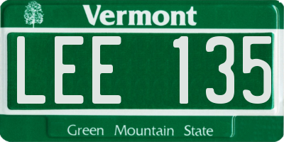 VT license plate LEE135