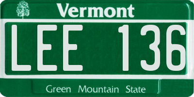 VT license plate LEE136