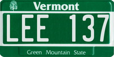 VT license plate LEE137