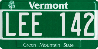 VT license plate LEE142