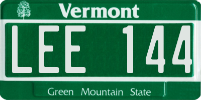 VT license plate LEE144