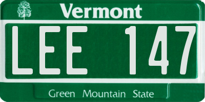 VT license plate LEE147