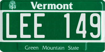 VT license plate LEE149
